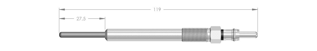 11006 - BOUGIE DE PRECHAUFFAGE PSA FIAT FORD ALFA ROMEO - longueur 119 mm