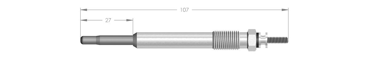 11007 - BOUGIE DE PRECHAUFFAGE PSA FIAT - longueur 107 mm