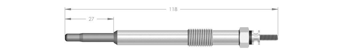 11021 - BOUGIE DE PRECHAUFFAGE PSA FIAT FORD VOLVO - longueur 118 mm
