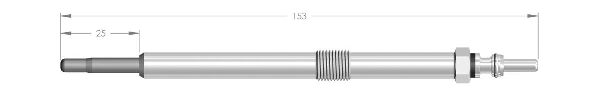11022 - BOUGIE DE PRECHAUFFAGE RENAULT NISSAN OPEL - longueur 153 mm