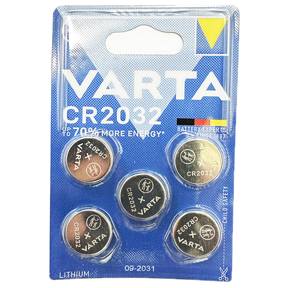 CR2032-5 - PILE BOUTON 3V. LITHIUM VARTA (blister de 5)